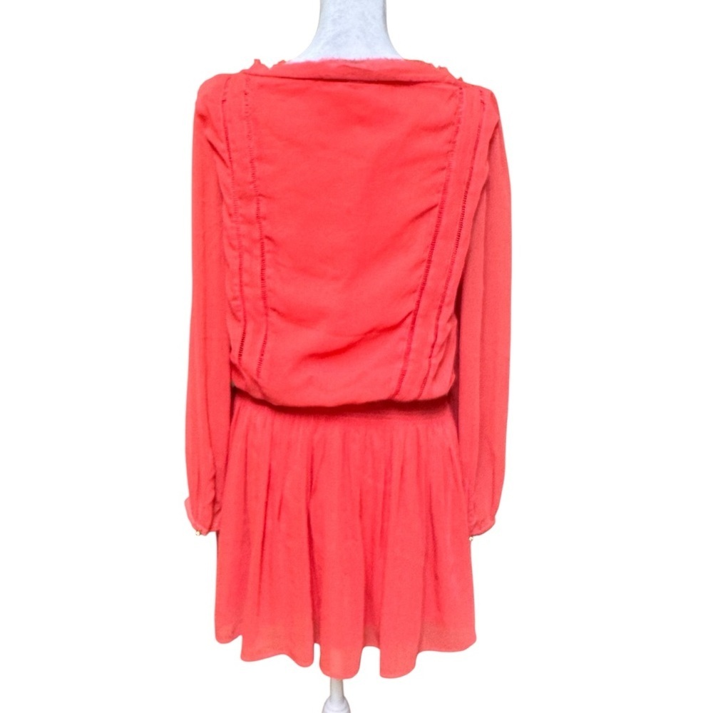 Banana Republic Coral Tassel Tie Dress Women’s Petite Medium Boho Long Sleeve - Picture 2 of 5